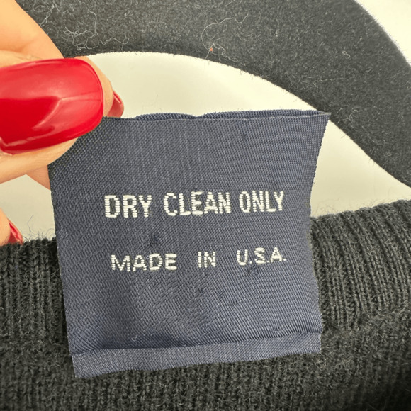 Vintage 80s Demetre Mens M Ski Sweater Wool Black Red Diamond Retro Preppy - Picture 4 of 12